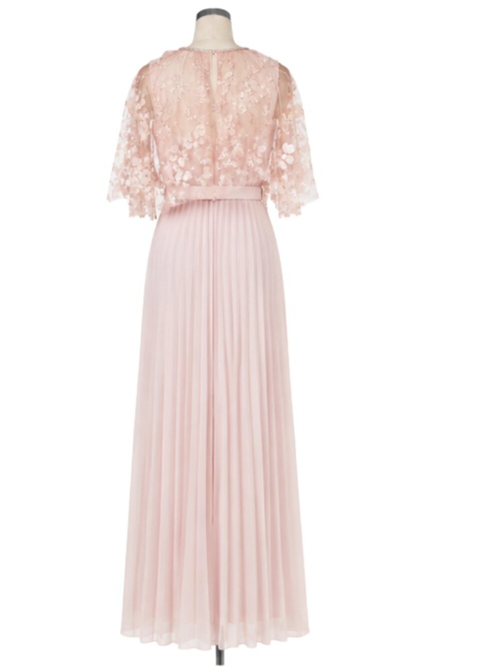 SELF-PORTRAIT Blossom Sequin Cape Maxi Dress Blush Pink Chiffon NWT Sz 8. - Picture 5 of 13
